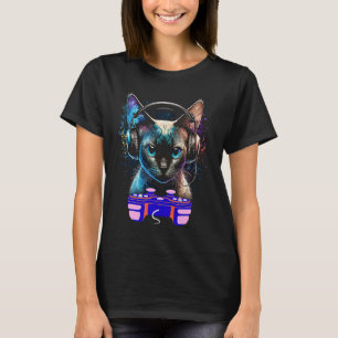 T-shirt Jeu Siamese Chat Joueur Animal Vidéo Joueur Hommes