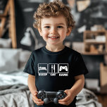 T-shirt Jeu Sleep Eat<br><div class="desc">Sleep Eat Game T-Shirt - Le T-shirt parfait pour les filles pour les joueurs hardcore est ici. Cette chemise hilarante avec des symboles de signalisation routière pour manger et dormir, et un contrôleur de jeu d'ordinateur dans le troisième signe avec le message : Sommeil, Mange et Jeu. Cette chemise funky...</div>