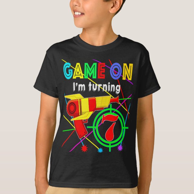 T-shirt Jeu Sur Je Tourne 10 ans Balise Laser Garçon Birth (Devant)