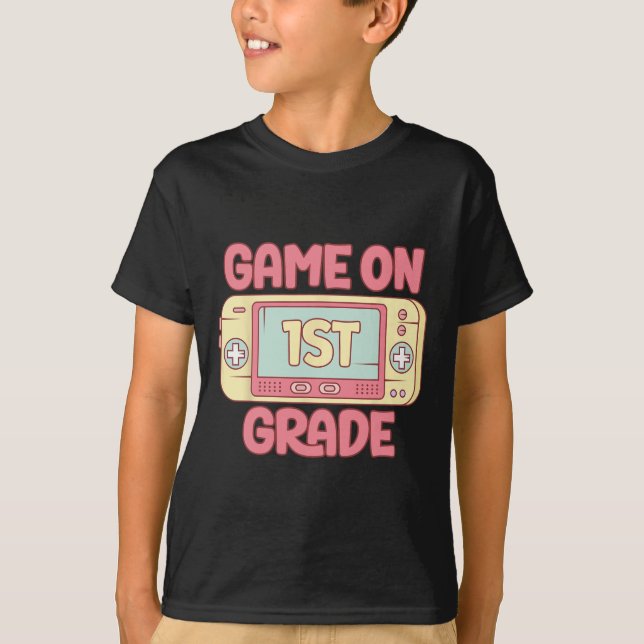 T-shirt Jeu Sur La Vidéo Cool 1ère Année Jeu Ck To School  (Devant)