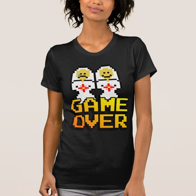 T-shirt Jeu sur le mariage (lesbienne, 8 bits) (Devant)