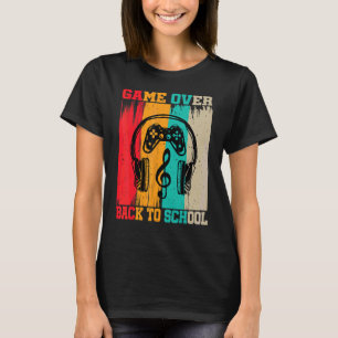 T-shirt Jeu Terminé Retour à l'École Coucher de Soleil Jeu