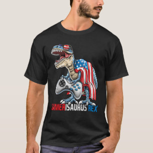 T-shirt Jeu vidéo 4 juillet T Rex Dinosaur Amerisaurus