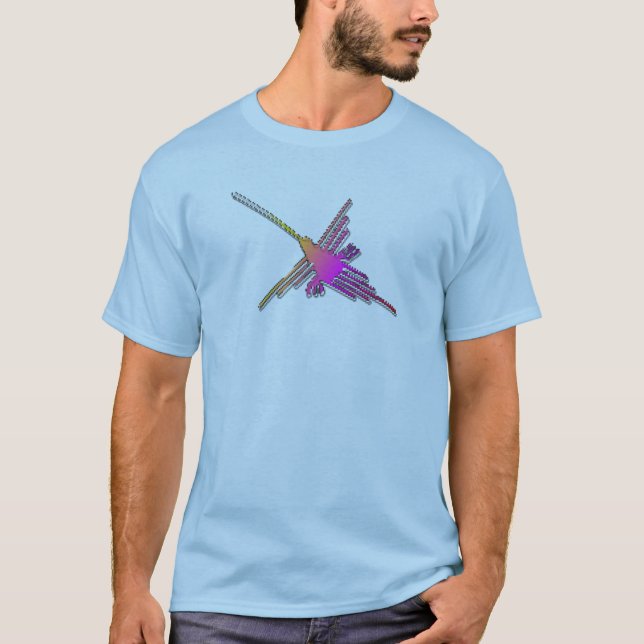 T-shirt Jeu Vidéo 8 bits Retro Lignes Nazca Colibri (Devant)
