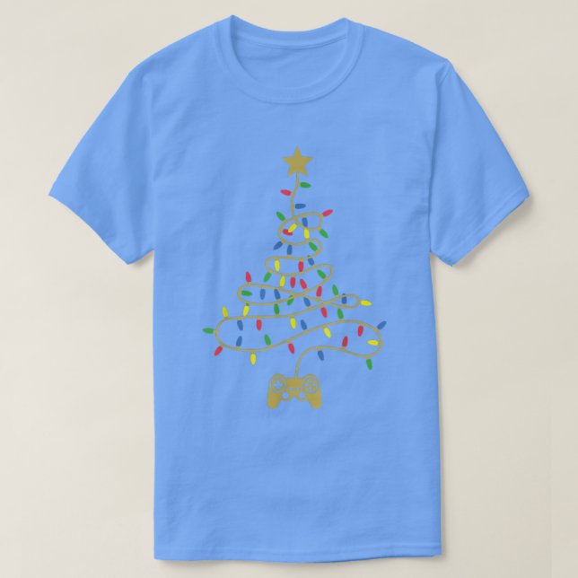 T-shirt Jeu Vidéo amusant Noël Arbre Lumières Jeu de Noël (Design devant)