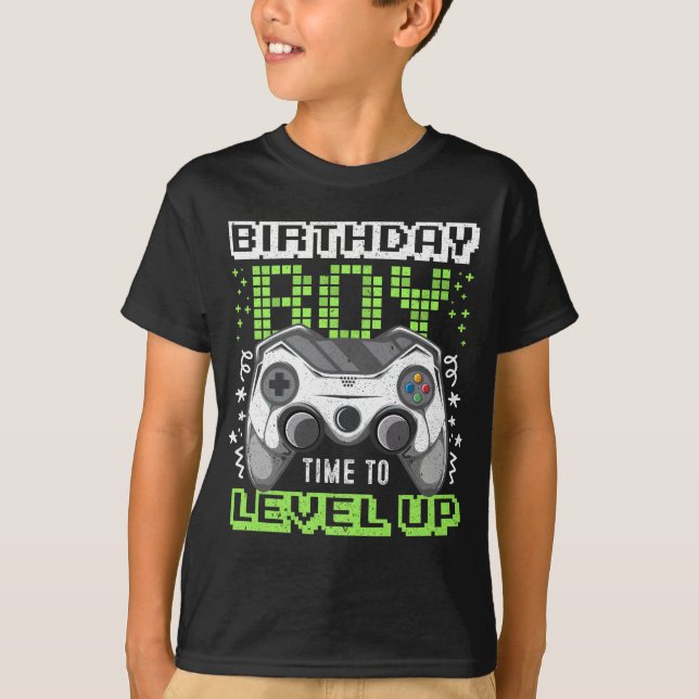 T-shirt Jeu Vidéo Anniversaire Garçon Temps de Niveau Up G (Devant)