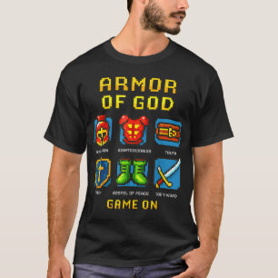 T-shirt Jeu Vidéo Chrétien Pixel Faith Armure De Dieu