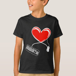 T-shirt Jeu Vidéo Clavier Et Souris De Gamer Coeur Jeu L