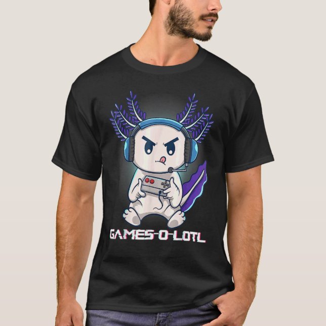 T-shirt Jeu vidéo de la console Axolotl de mignonne (Devant)
