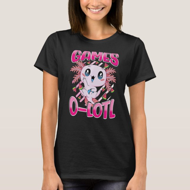 T-shirt Jeu vidéo de la console Axolotl de mignonne (Devant)