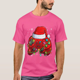 T-shirt Jeu Vidéo de Noël du jeu Santa Hat Lights Jeu