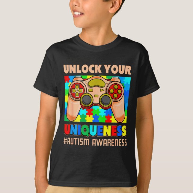 T-shirt jeu vidéo de sensibilisation à l'autisme pour enfa (Devant)