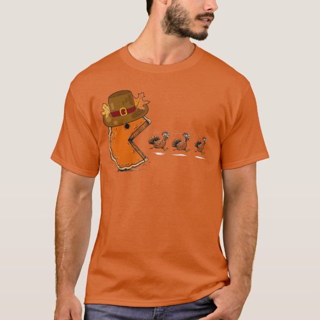 T-shirt Jeu vidéo de Thanksgiving Manger de la dinde Joueu (Devant)