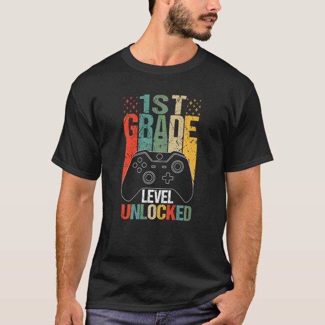 T-shirt Jeu vidéo déverrouillé de 1ère année Retour à l'éc (Devant)