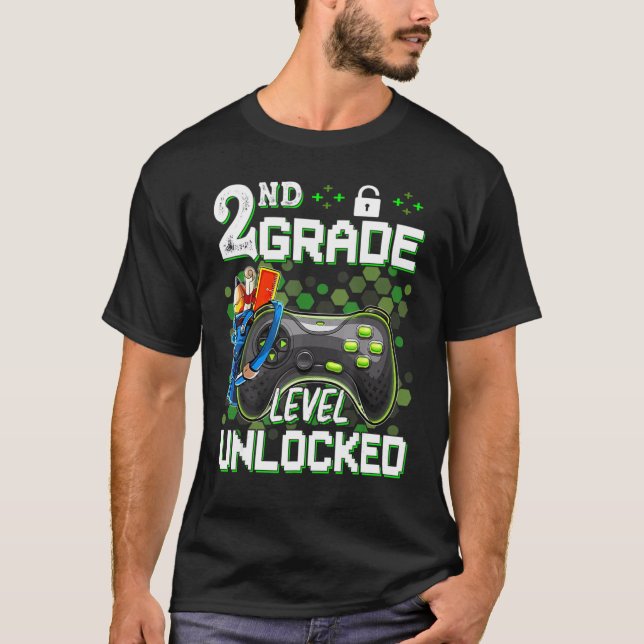 T-shirt Jeu vidéo déverrouillé de 2e année Retour à l'écol (Devant)