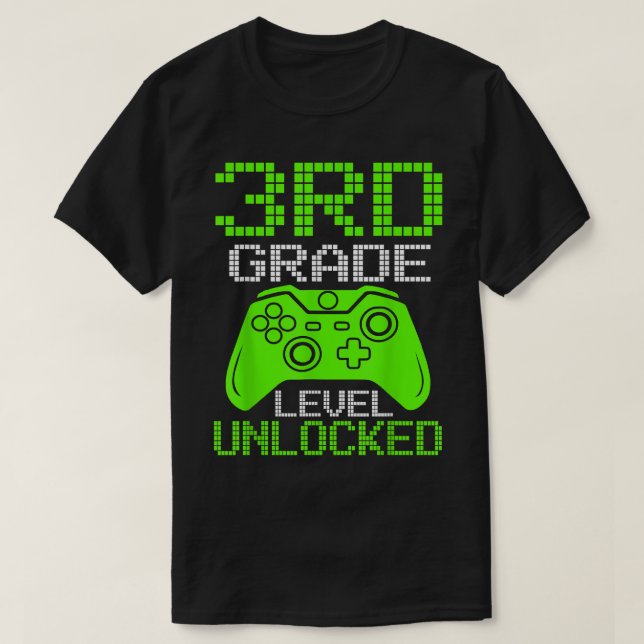 T-shirt Jeu vidéo déverrouillé de 3e année Retour à l'écol (Design devant)