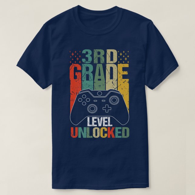 T-shirt Jeu vidéo déverrouillé de 3e année Retour à l'écol (Design devant)