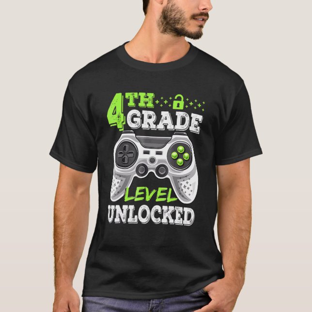 T-shirt Jeu vidéo déverrouillé de 4e année à l'école (Devant)