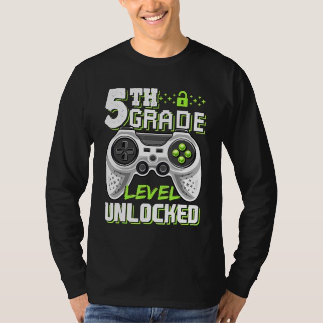 T-shirt Jeu vidéo déverrouillé de 5e année à l'école (Devant)