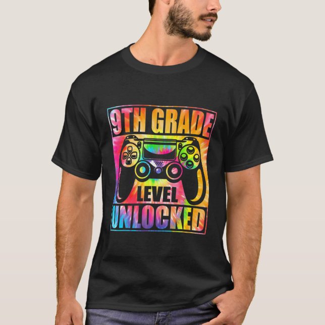 T-shirt Jeu Vidéo Déverrouillé De Niveau 9E De Jeu Tie Dye (Devant)