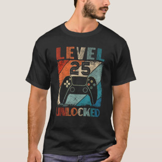 T-shirt Jeu vidéo déverrouillé de niveau vintage 25 25e an