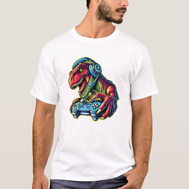 T-shirt Jeu Vidéo Dinosaur Jeu Anniversaire (Devant)
