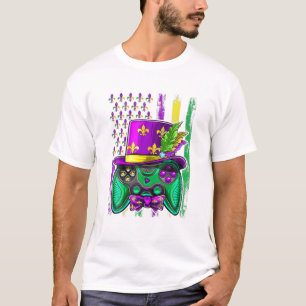 T-shirt Jeu vidéo Mardi Gras Boy Hommes Joueur Drapeau amé