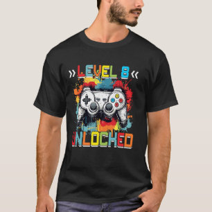 T-shirt Jeu vidéo Niveau 8 Débloqué Cadeaux de 8e annivers
