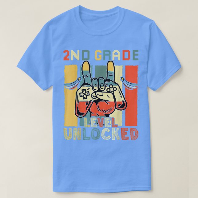 T-shirt Jeu vidéo Niveau déverrouillé Jeu sur 2e année Ret (Design devant)