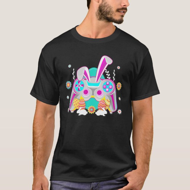 T-shirt Jeu Vidéo Oeufs Bunny Joueur de Pâques Enfants gar (Devant)
