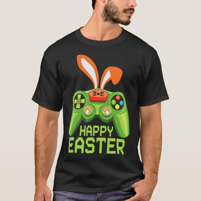 T-shirt Jeu Vidéo Pâques Bunny Gaming Contrôleur Gamer Bo (Devant)