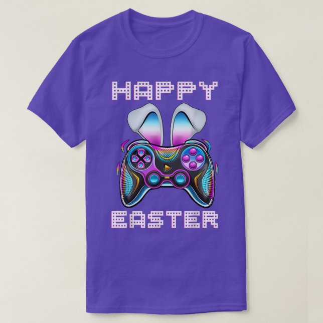 T-shirt Jeu Vidéo Pâques Bunny Gaming Contrôleur Gamer Bo (Design devant)