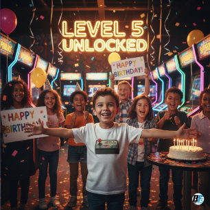 T-shirt Jeu vidéo pour enfants Niveau 5 déverrouillé