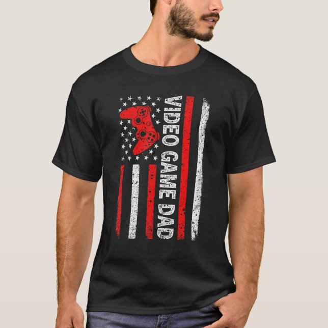 T-shirt Jeu vidéo pour hommes papa américain Drapeau papa  (Devant)
