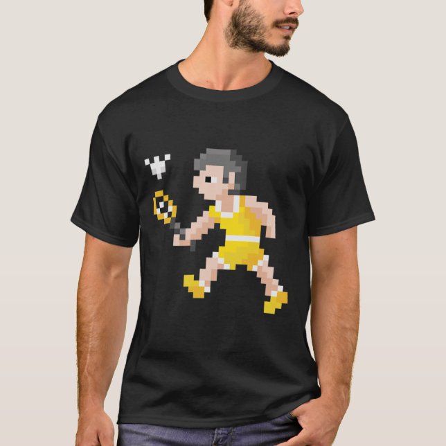 T-shirt Jeu vidéo Retro 80s Pixel Art Badminton Player (Devant)