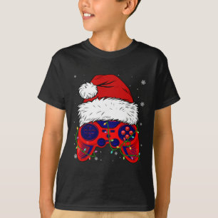 T-shirt Jeu vidéo Santa Hat Amusants Noël Jeu Lumières Gar