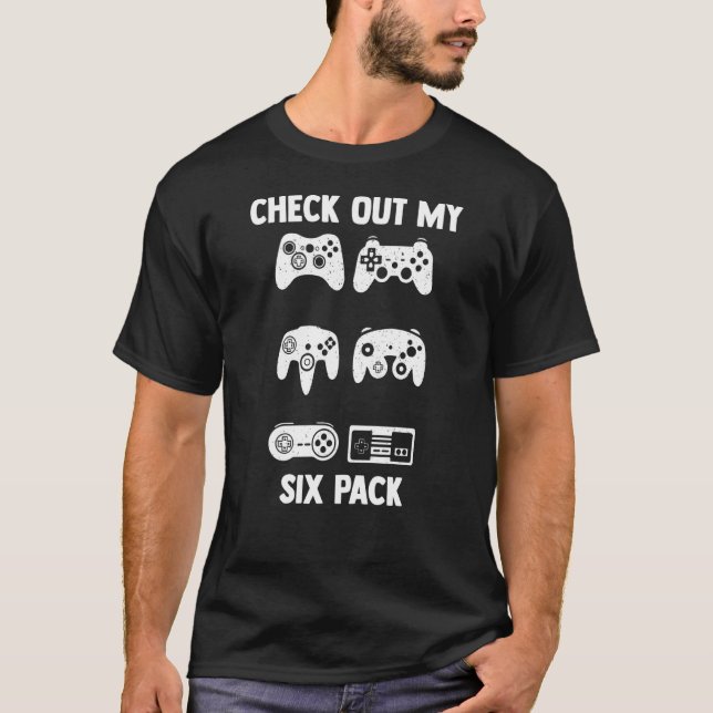 T-shirt Jeu Vidéo Six Pack Contrôleur Pun Ga (Devant)