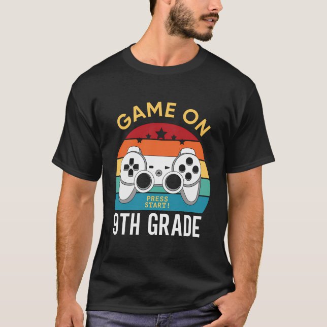 T-shirt Jeu Vidéo Sur 9E Gamer Retour À L'École Garçons En (Devant)