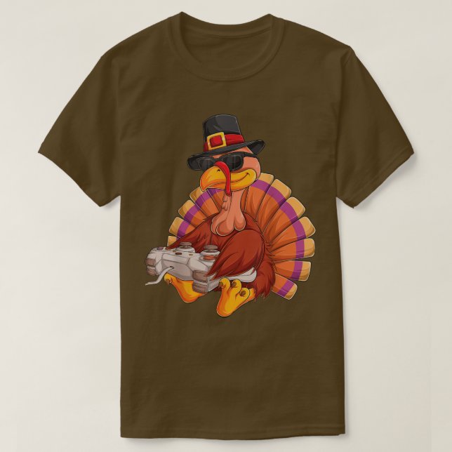 T-shirt Jeu Vidéo Thanksgiving Turquie Gamer Boys Kids Tee (Design devant)