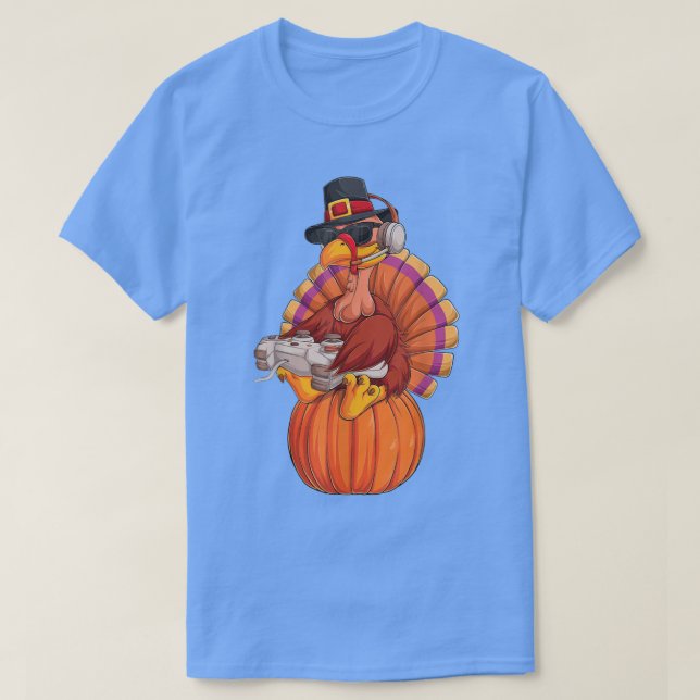 T-shirt Jeu Vidéo Thanksgiving Turquie Gamer Boys Kids Tee (Design devant)