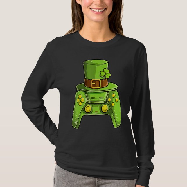 T-shirt Jeu vidéo trèfle vert chanceux Saint-Patrick (Devant)