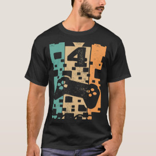 T-shirt Jeu vidéo vintage niveau 4 déverrouillé 4e anniver