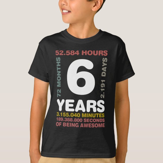 T-shirt Jeune 6 ans 72 mois Anniversaire (Devant)