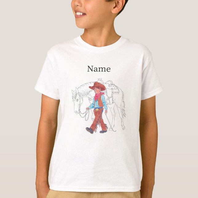 T-Shirt Jeune Cowboy et Cheval (Devant)