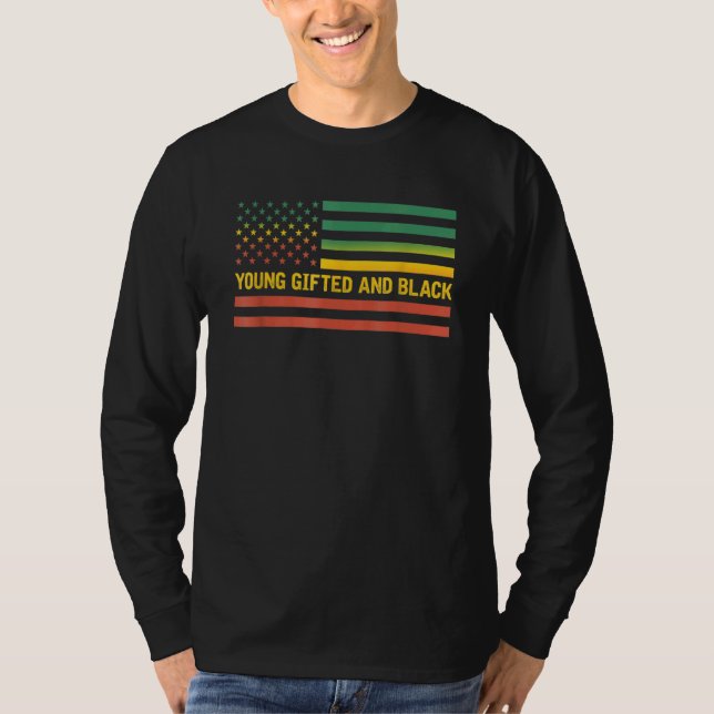 T-shirt Jeune Ed Et Noir Histoire Us Drapeau Amérique Afri (Devant)