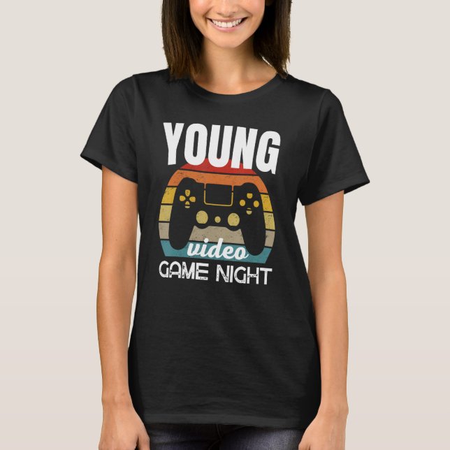 T-shirt Jeune famille Vidéo Jeu Nuit (Devant)