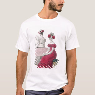 T-shirt Jeune femme dans une robe de soirée de crêpe ave