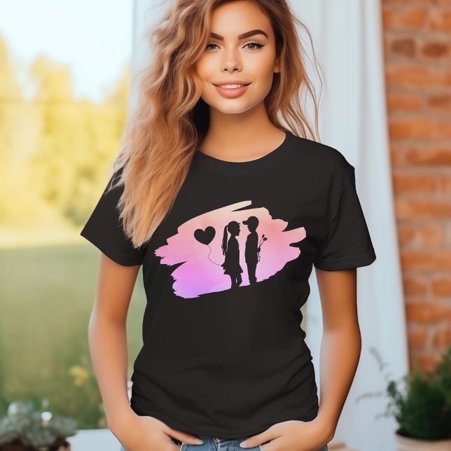 T-shirt Jeune fille d'amour et garçon Silhouette (Créateur téléchargé)