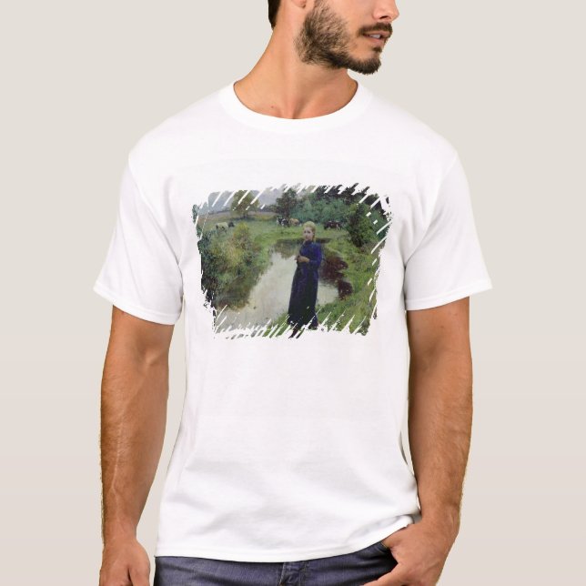 T-shirt Jeune fille dans les domaines, (Devant)