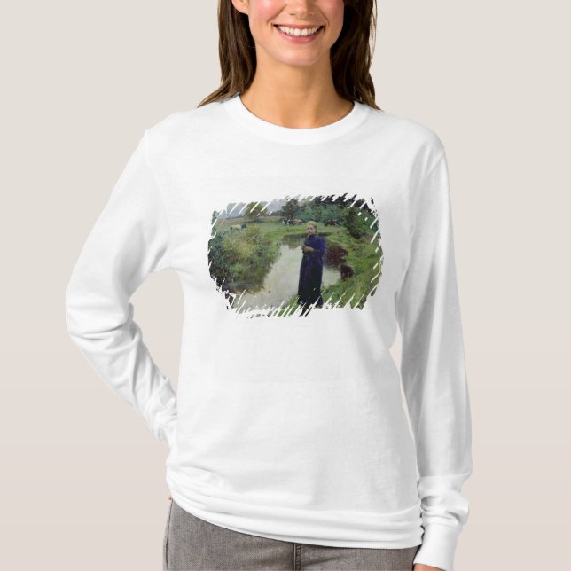 T-shirt Jeune fille dans les domaines, (Devant)